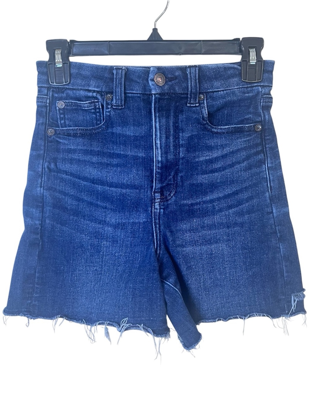 American Eagle Denim Shorts Sz 2 Next Level Stretch Curvy Super Hi Rise Shortie